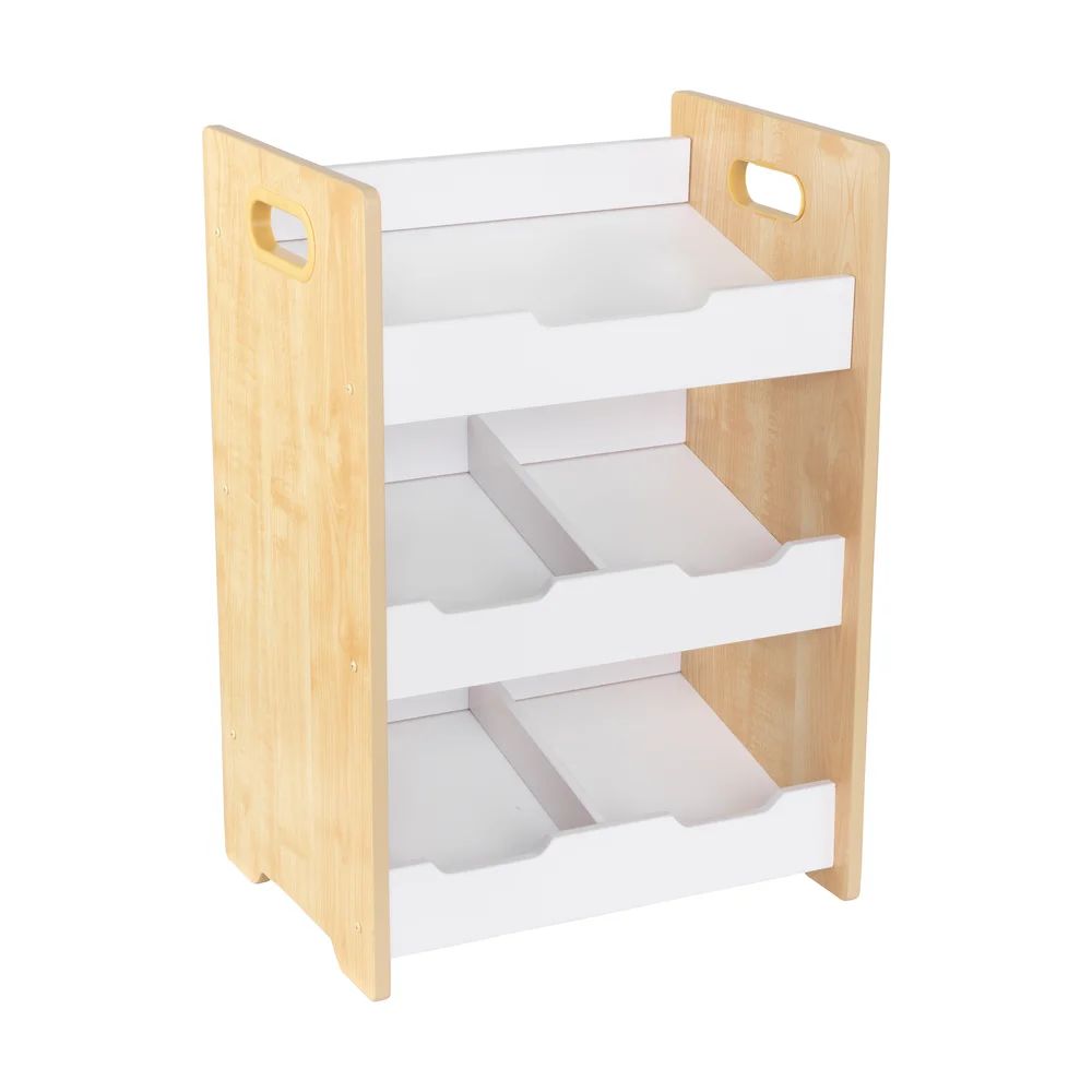 Kid Kraft Natural and White Polyester Solid Microfiber 3-shelf Angled Bin Unit (Natural & White) | Bed Bath & Beyond