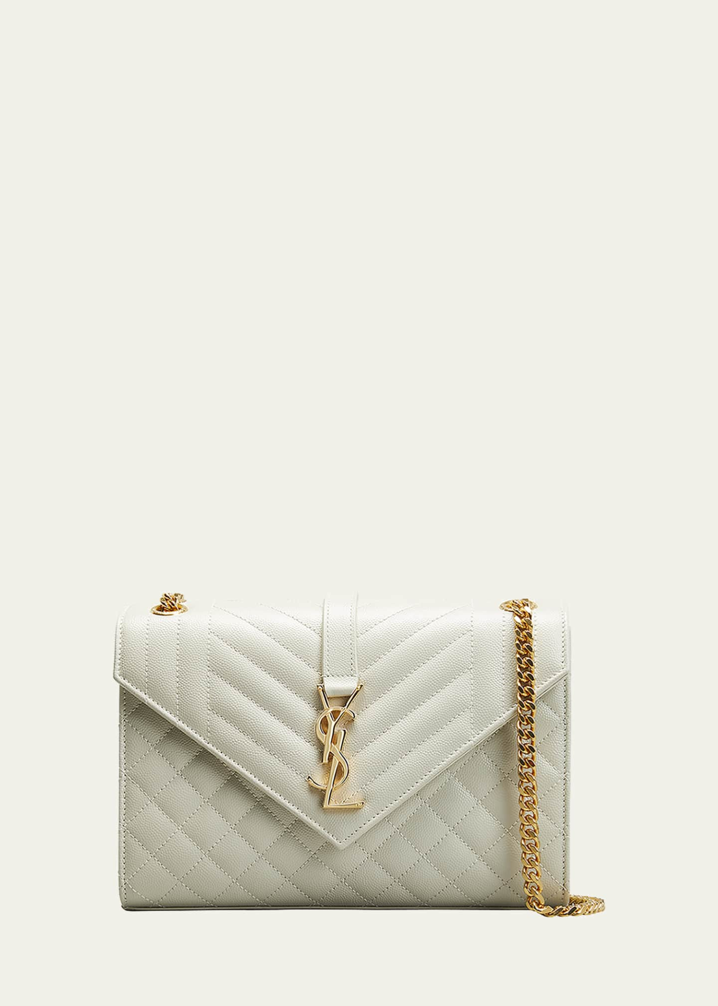 Saint Laurent Envelope Triquilt Medium YSL Shoulder Bag in Grained Leather | Bergdorf Goodman