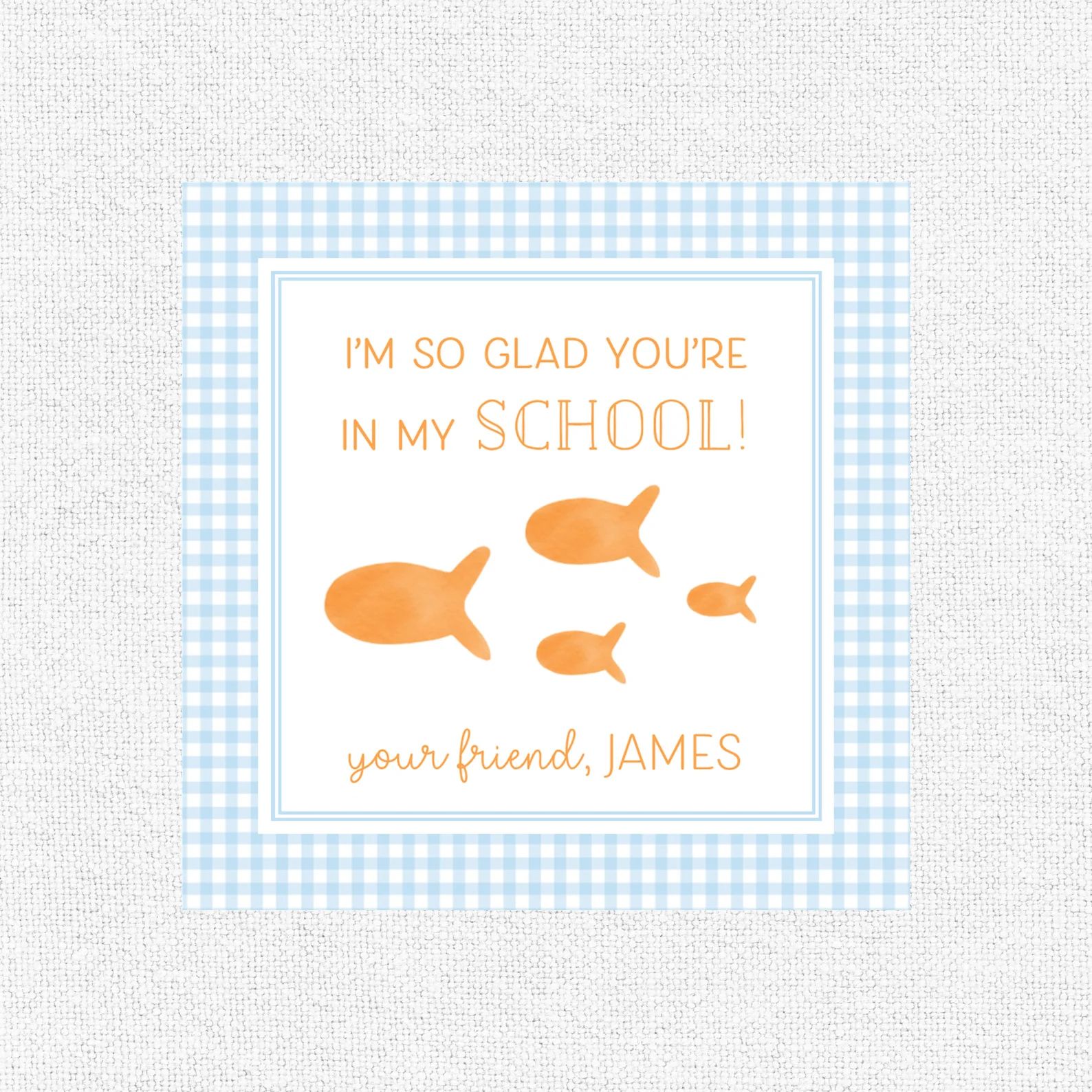 Valentines - Boys Goldfish School Cards or Stickers | Etsy (US)
