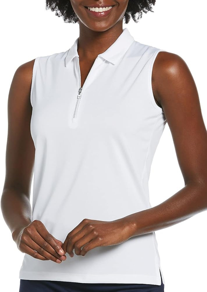Callaway Women's Quarter Zip Heather Sleeveless Golf Polo Shirt, with Moisture-Wicking Fabric and... | Amazon (US)