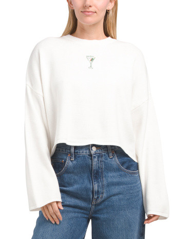 Embroidered Martini Pull Over Sweater | TJ Maxx