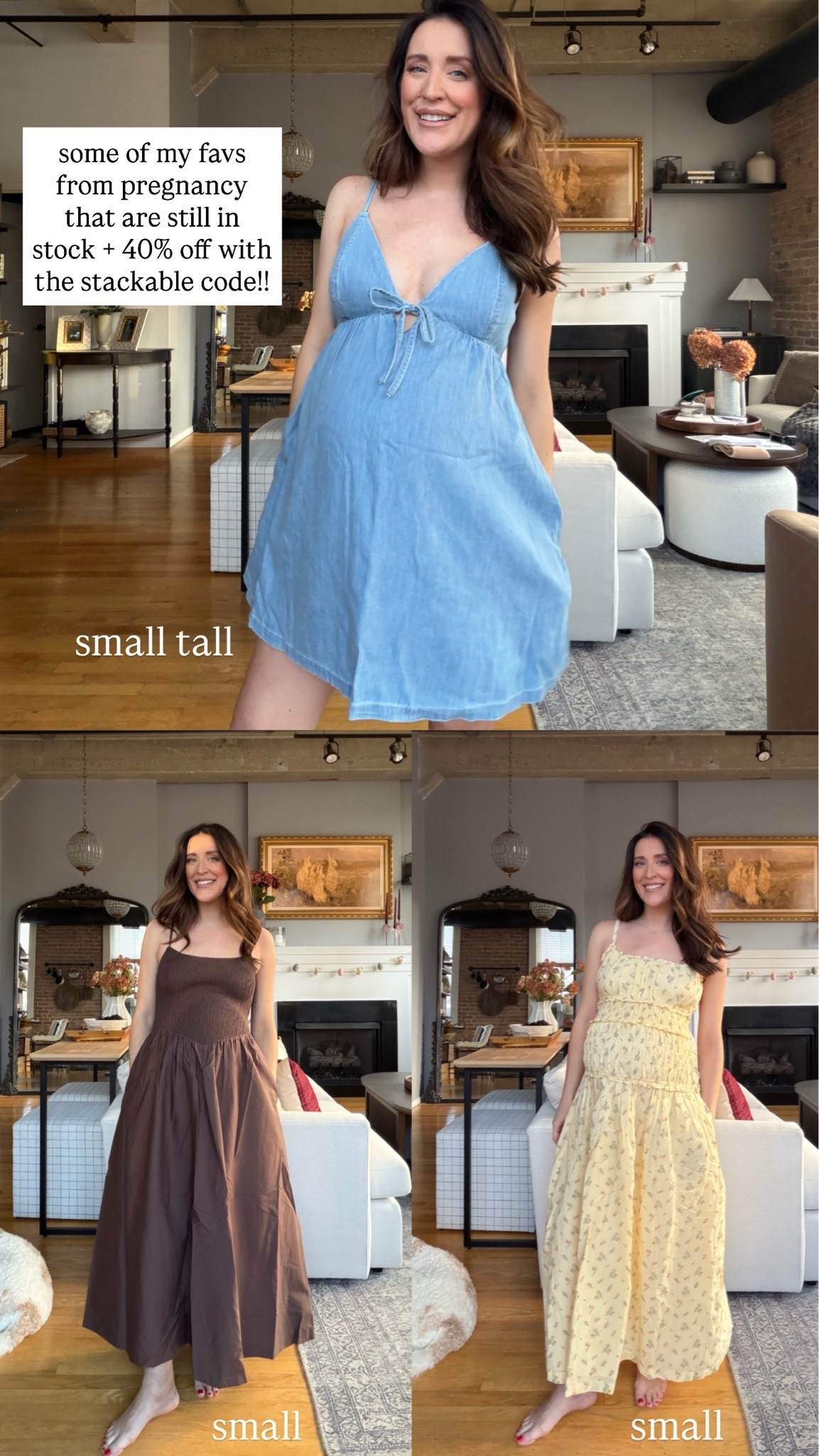 Some of my fav @abercrombie dresses from pregnancy that are in stock in new colors! All 25% off plus an extra 20a% off code AFLTK