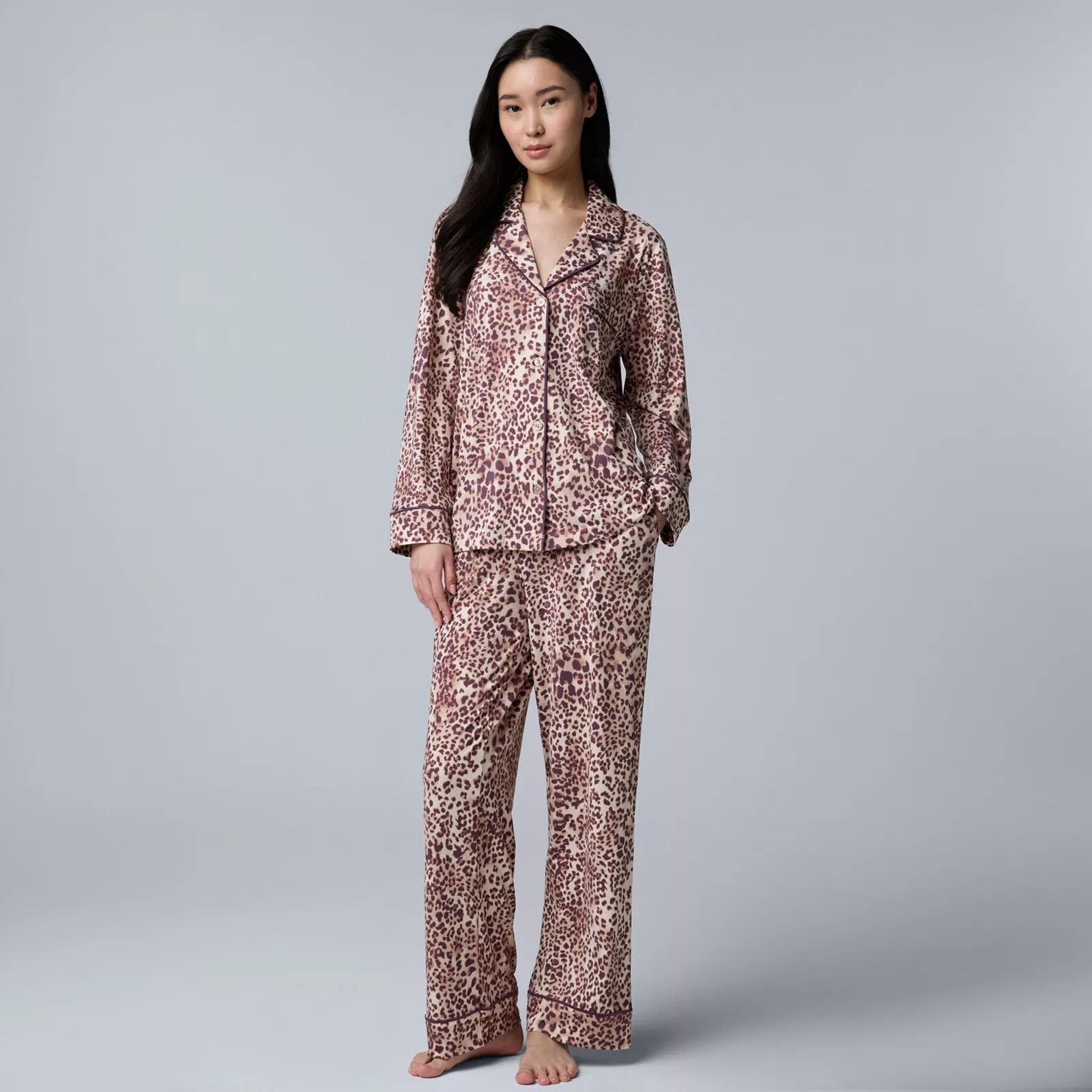 Women's Simply Vera Vera Wang Cozy Long Sleeve Pajama Top & Pajama Bottoms Set, Size: XL, Ponderosa Green | Kohl's