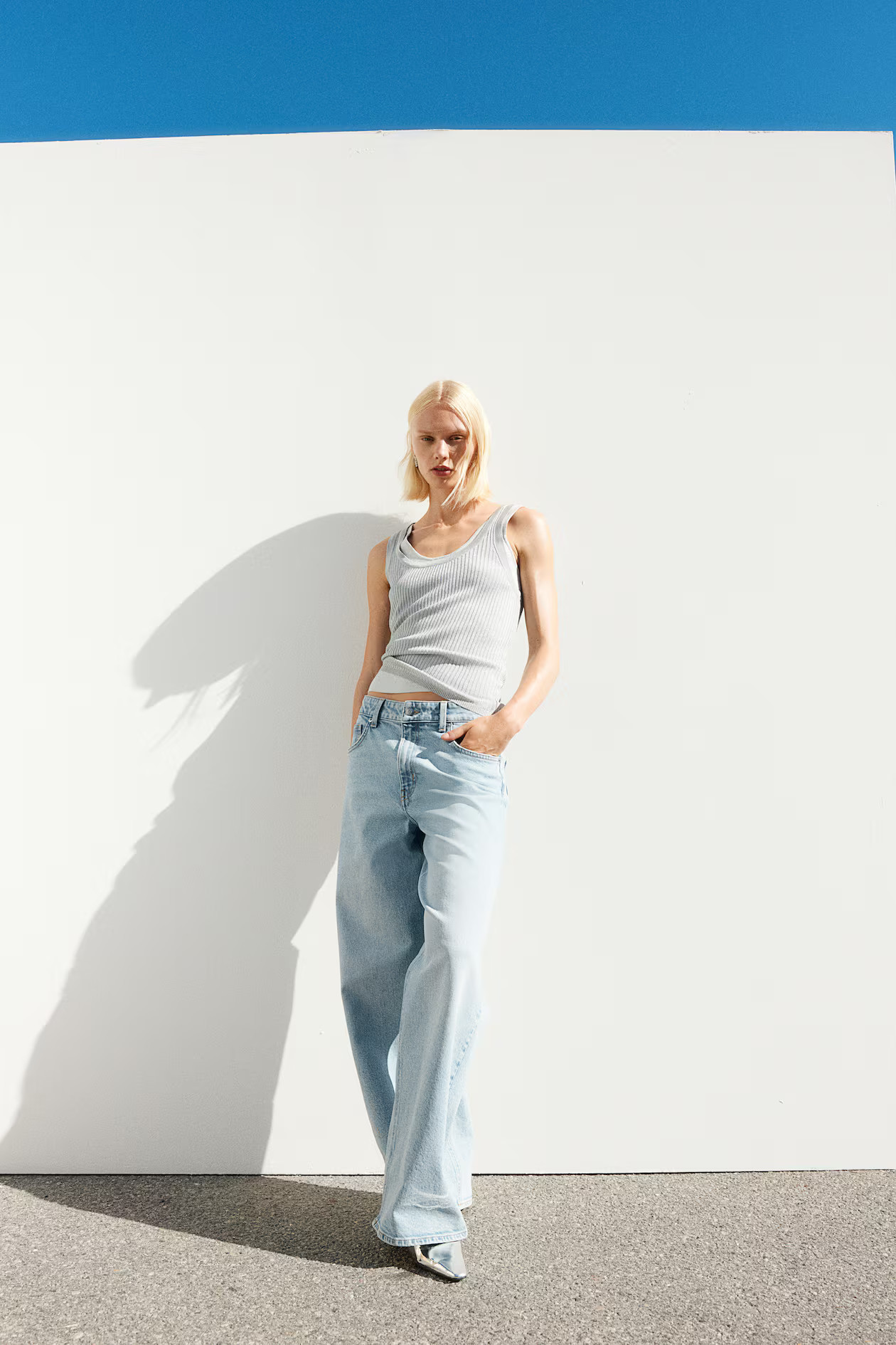 Wide-cut Jeans - High waist - Ankle-length - Light denim blue - Ladies | H&M US | H&M (US + CA)