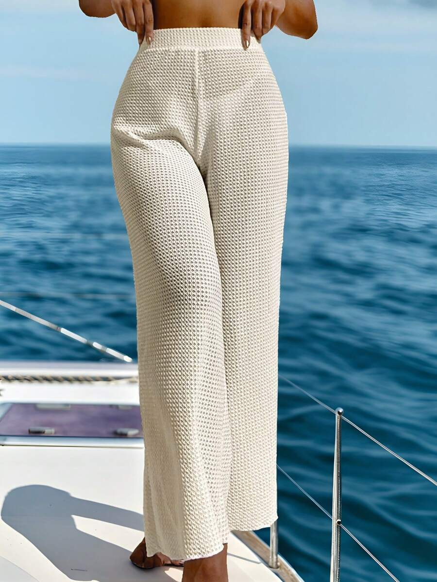 Swim Vcay Summer Beach Solid Cover Up Pants | SHEIN