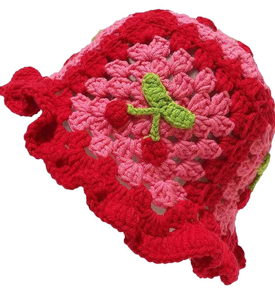 Crochet Bucket Hats for Women Handmade Hat Cute Foldable Knitted Hats for Women | Amazon (US)