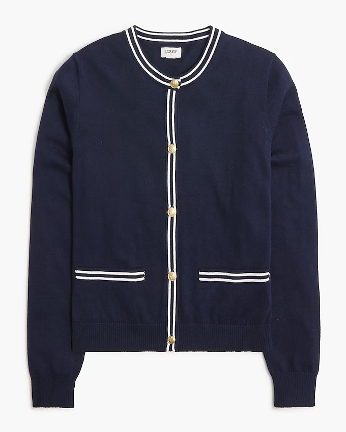 Contrast-trim cardigan sweater | J.Crew Factory
