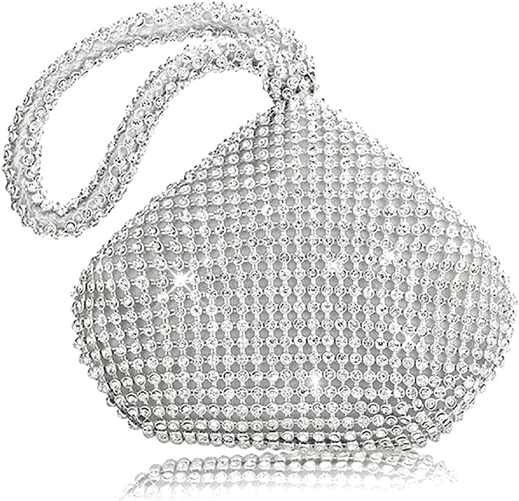 Vistatroy Women's Evening Bag Sparkly Rhinestone Purse Triangle Designer Chain Clutch Purse Bag Part | Amazon (US)