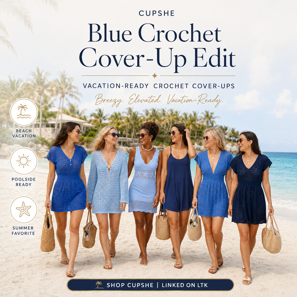 @Cupshe Summer Chic | Blue Crochet Swimsuit Cover Up Mini Dresses

The blue crochet cover-ups that make beach vacation outfits feel breezy, flattering, and instantly resort-ready!!🌊

These CUPSHE cover-ups are perfect when you want something easy to layer over swim, but polished enough to make the whole beach look feel styled. 

The blue color story feels fresh and coastal, the crochet texture gives that effortless vacation feel, and the mix of mini dress, tunic, and cover-up silhouettes gives you options for poolside lounging, beach walks, resort days, cruises, lake trips, and summer getaways.

This is the edit to check first if you need a cover-up that feels cute in photos, easy to pack, and wearable with more than one swimsuit. 

It solves the “I need something over my swim that actually completes the outfit” problem so well — lightweight, flattering, and vacation-ready without trying too hard.

I love that these shades of blue instantly feel beachy and expensive-looking!!

Add sandals, sunnies, a straw tote, gold jewelry, or a simple beach hat and the whole pool-to-beach outfit feels done.

I pulled together the CUPSHE blue crochet styles worth checking first so you can skip the scroll and go straight to the cover-ups that feel coastal, wearable, and summer-ready.

📌 SAVE this for blue beach cover-ups, crochet vacation outfits, and easy poolside looks that make packing feel effortless.

↓ Everything is linked!

#LTKSaleAlert #LTKSwim #LTKTravel