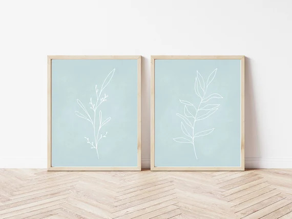 Botanical Chalkboard Printables Set of 2 Prints Blue | Etsy | Etsy (US)