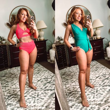 Bathing suits from pink lily ! 

Medium bottoms and one piece suit ! Small top on the coral pink high waisted  bikini! 

Code: March20 

#LTKSeasonal #LTKunder50 #LTKswim