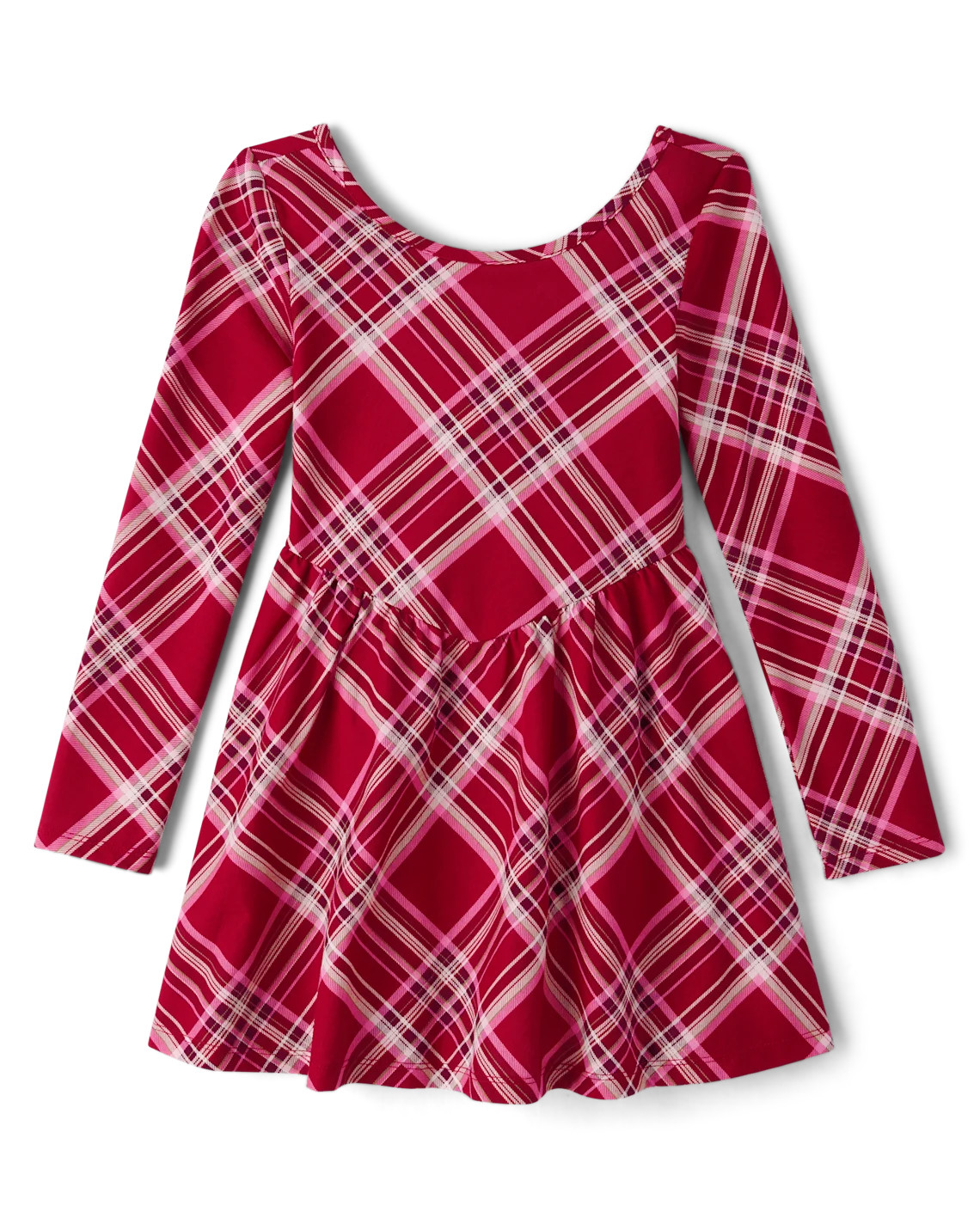 Girls Plaid V-Waist Dress - red | The Children's Place