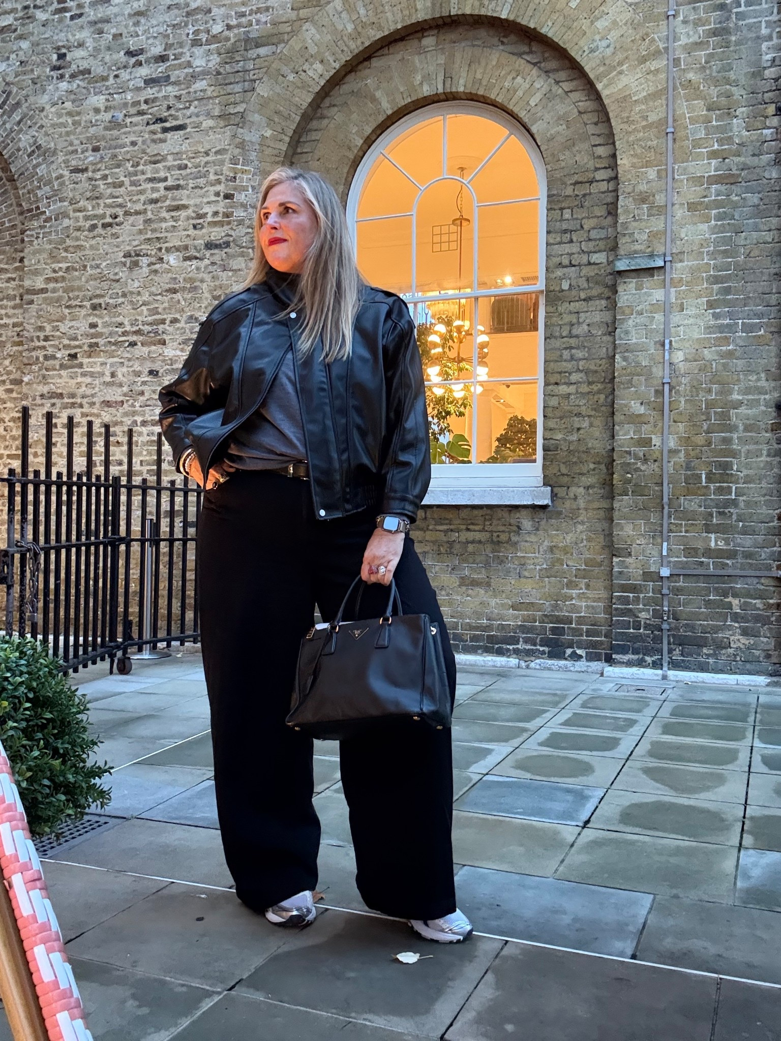 Black faux leather jacket, black jeans, grey jumper, black bag 

#LTKcurves #LTKplussize #LTKwinter