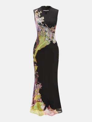 Sleeveless Floral Cheongsam Maxi Dress | Commense