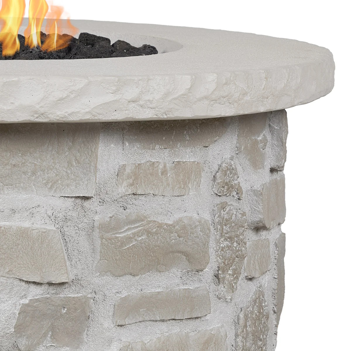 Scottsdale 40" Round Stone Propane Fire Pit Table By Real Flame | Wayfair North America