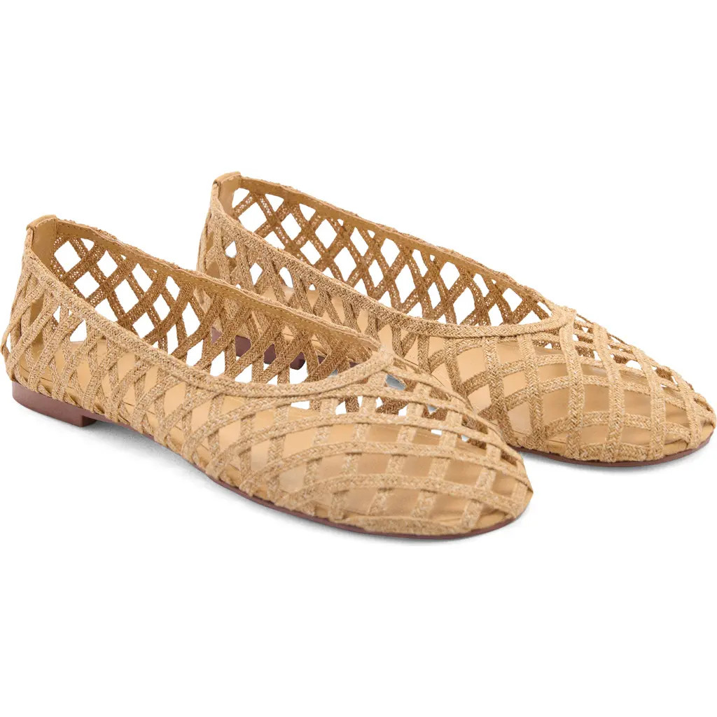 MANGO Open Weave Ballet Flat in Medium Brown at Nordstrom, Size 8.5Us | Nordstrom