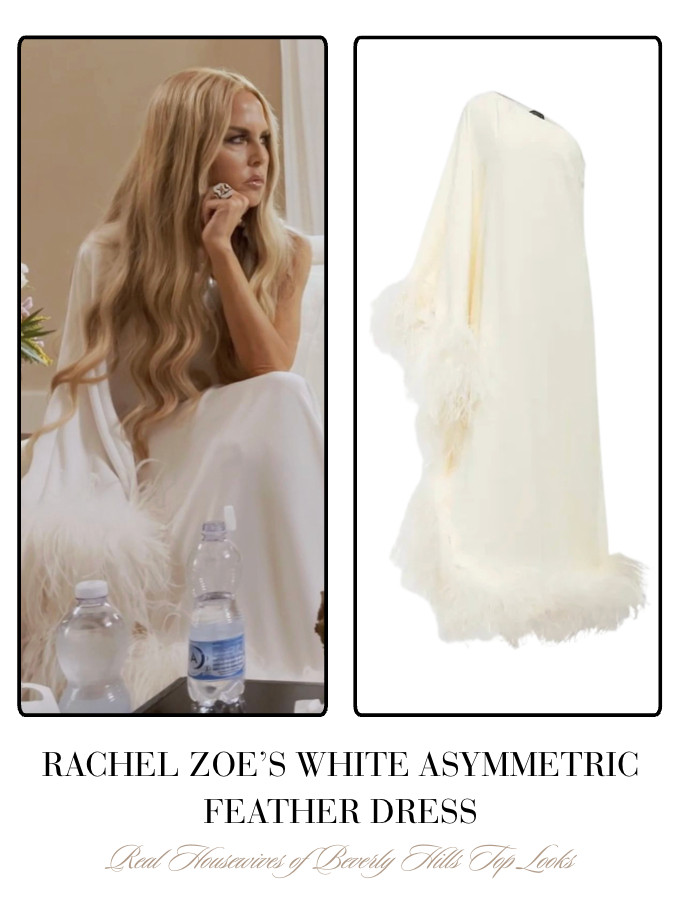Rachel Zoe's White Asymmetric Feather Dress 

 