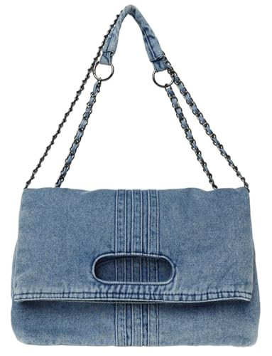 Gleease Denim Purses For Women Blue Jean Purse Crossbody Bags Retro Shoulder Bag With Adjustable Chain Strap Handbag Hobo Bag (Blue) | Amazon (US)