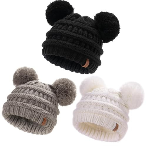 FURTALK Baby Winter Knitted Beanie Hat Soft Warm Lined Pom Pom for Infant Toddler Skull Cap | Amazon (US)