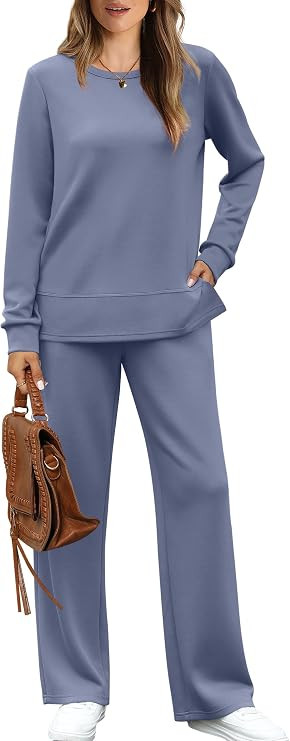 WIHOLL Women's 2 Piece Lounge Sets Sweatshirt Casual Travel Outfits Fashion Wide Leg Tracksuit Co... | Amazon (US)