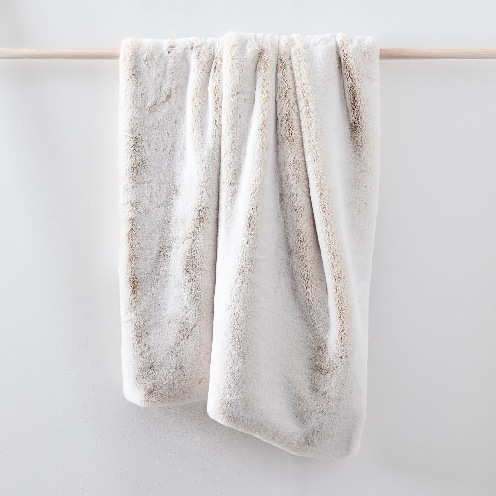Faux Fur Chinchilla Throw, Light Sienna, 47&amp;quot;x60&amp;quot; | West Elm (US)