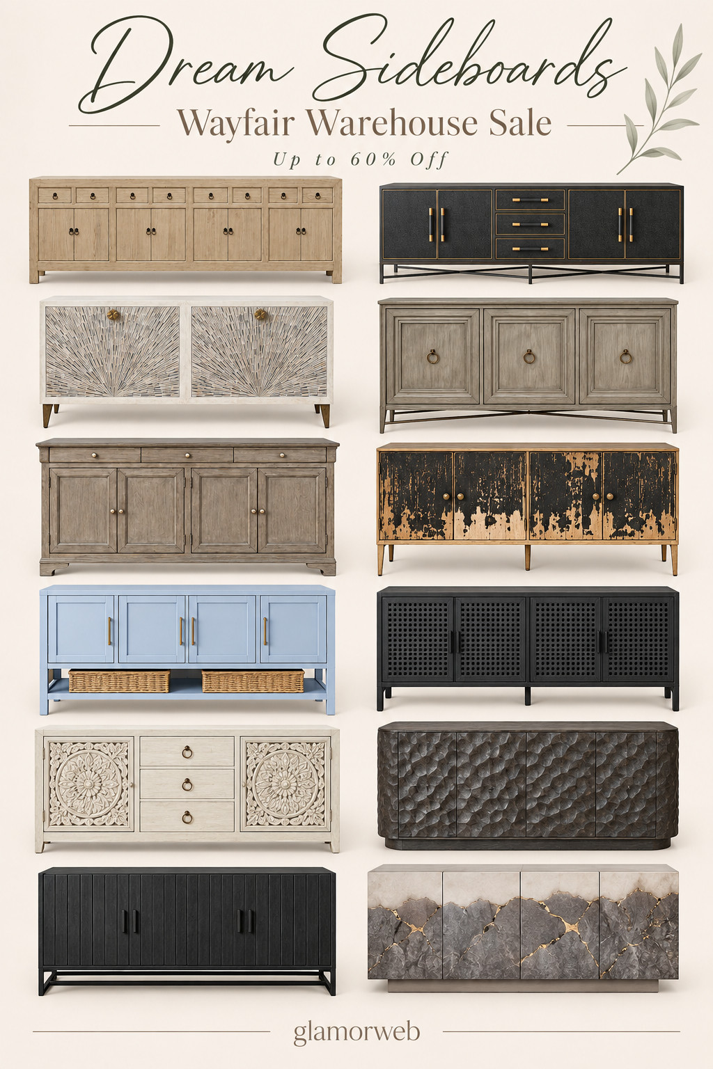 Wayfair’s Warehouse Sale is SO good right now 😍 These sideboards are giving designer dining room without the designer price. From warm wood finishes and modern black cabinets to carved statement pieces and luxe textured fronts, there are so many gorgeous options for a dining room refresh, entryway, or extra storage moment. Savings are up to 60% off, so this is such a good time to grab one before the best styles sell out.

#Wayfair #WayfairSale #WayfairWarehouseSale #Sideboard #SideboardFinds #BuffetCabinet #DiningRoomDecor #DiningRoomIdeas #DiningRoomStorage #HomeDecorFinds #FurnitureDeals #FurnitureSale #ModernHome #LuxuryHomeDecor #EntrywayDecor #DiningRoomRefresh #HomeInspo #InteriorInspo #NeutralHomeDecor #StatementFurniture 

 #LTKSeasonal #LTKHome #LTKSaleAlert