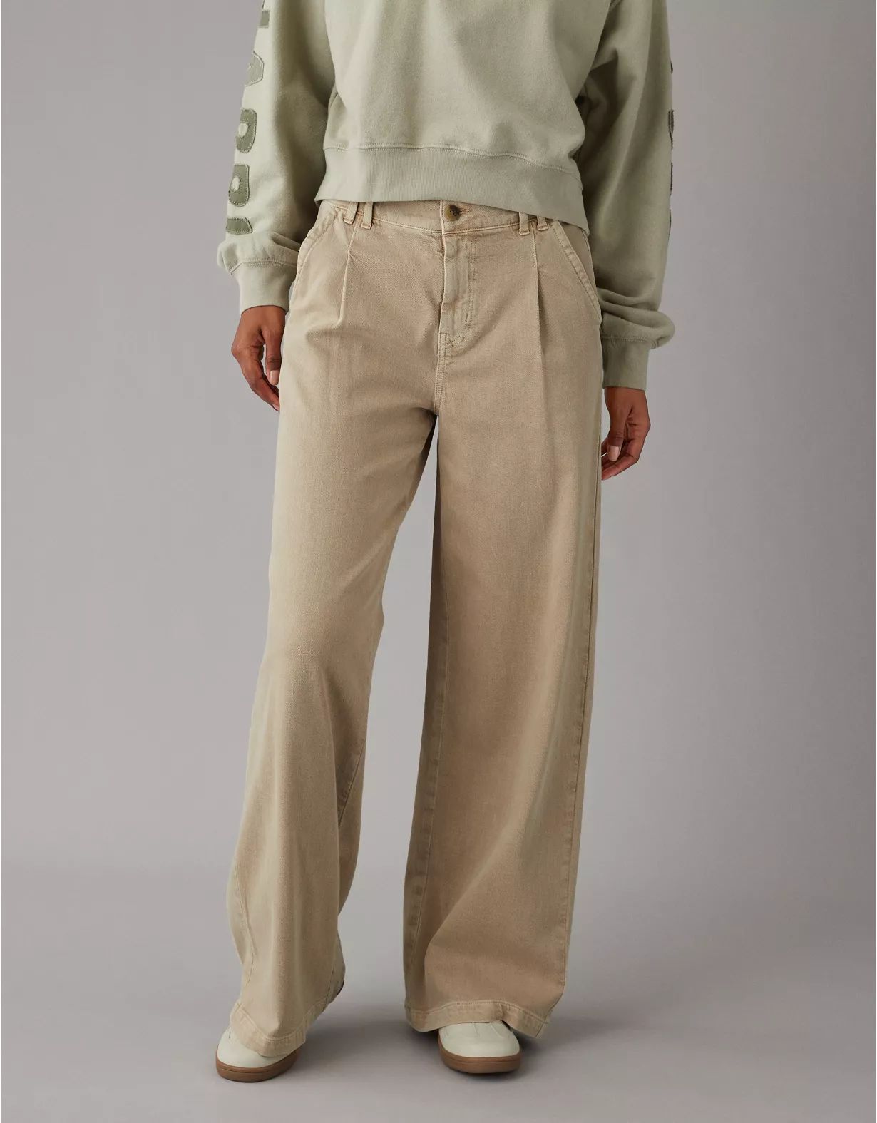 AE Dreamy Drape Stretch Super High-Waisted Baggy Wide-Leg Trouser | American Eagle Outfitters (US & CA)