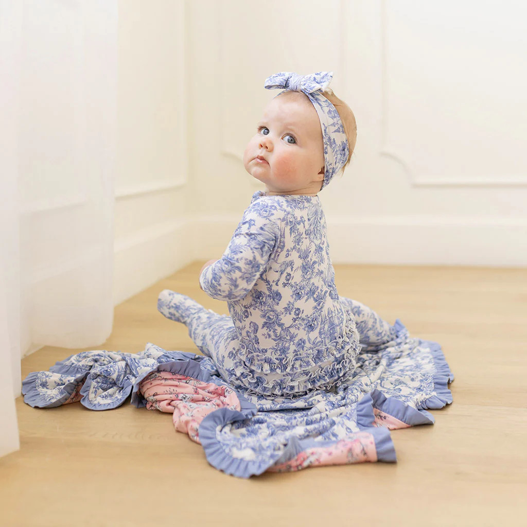 Princess Damask White Baby Girl Sleeper | Briar | Posh Peanut