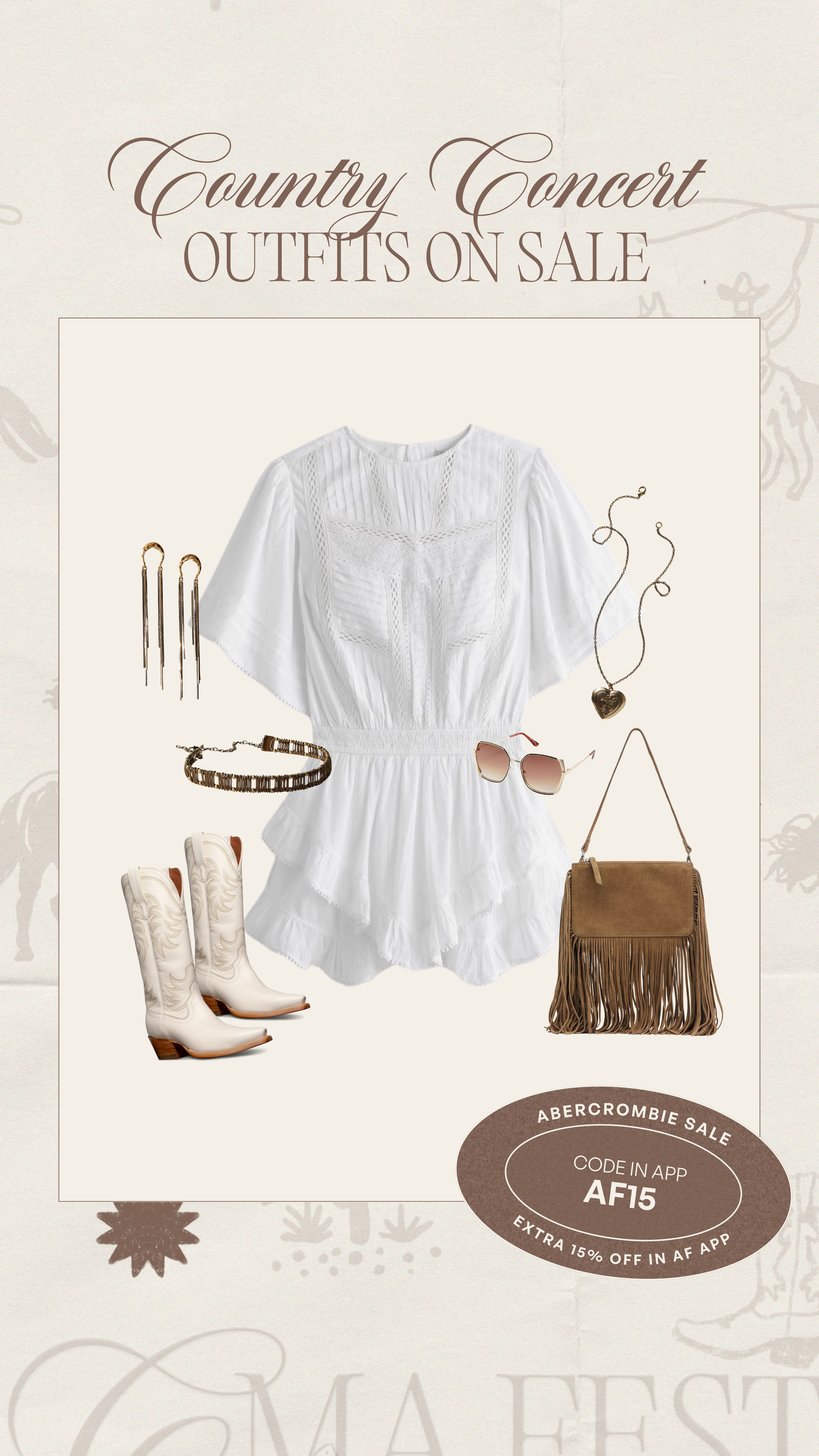 Abercrombie Sale🤍 country concert outfit ideas🤠 Code AF15 in Abercrombie app 

#LTKSaleAlert #LTKSummerEdit #LTKMidsize