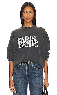 ANINE BING Jaci Paris Sweatshirt in Washed Black from Revolve.com | Revolve Clothing (Global)