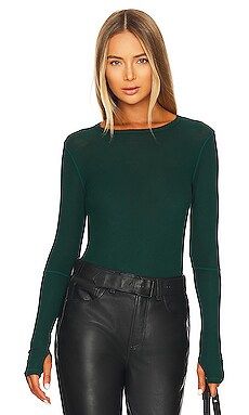 Michael Lauren Everett Long Sleeve Thumbhole Tee in Emerald Green from Revolve.com | Revolve Clothing (Global)