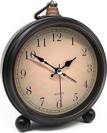 Vintage Retro Analog Alarm Clock, 4 inch Super Silent Non Ticking Small Clock with Night Light, B... | Amazon (US)