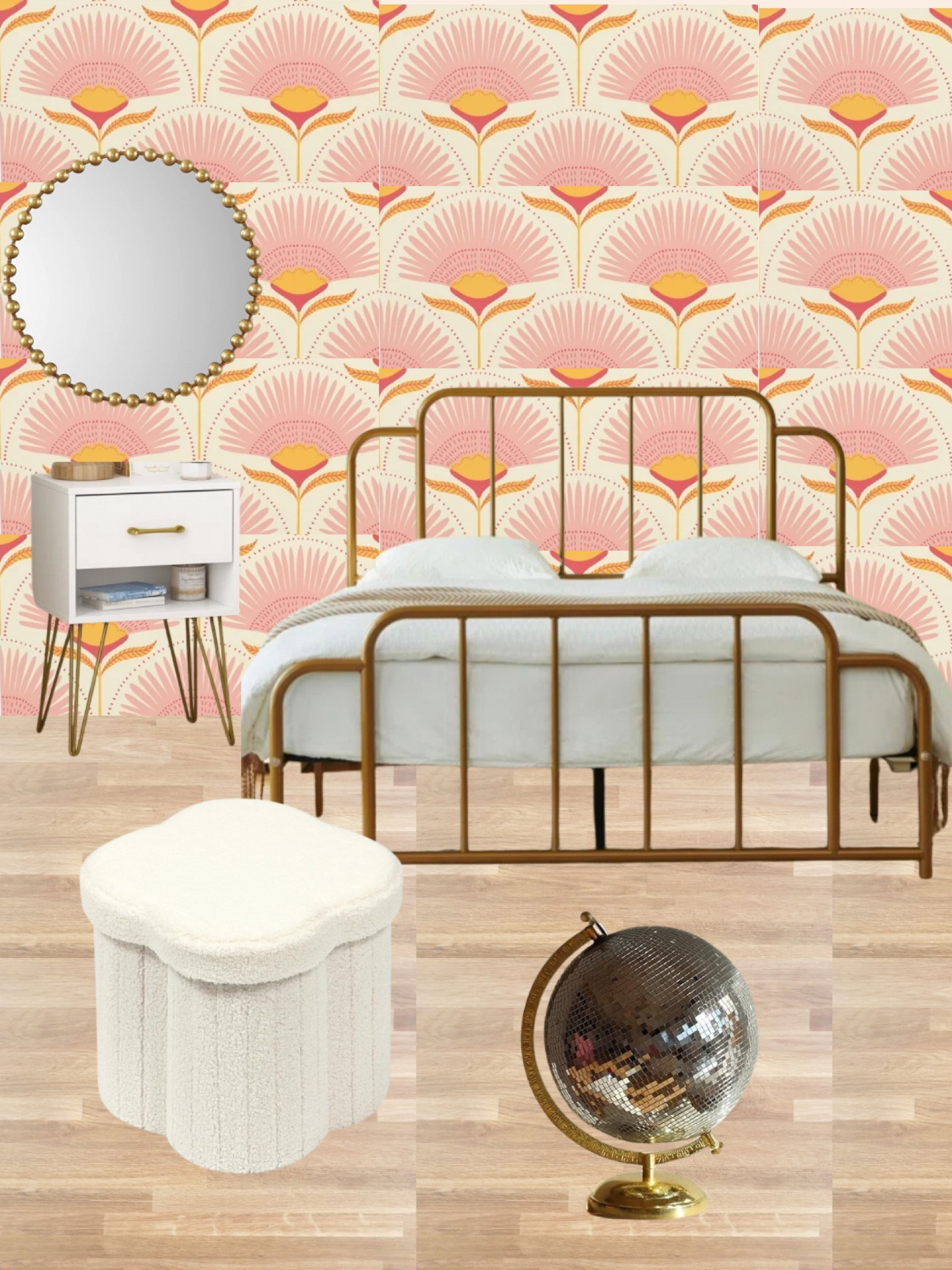 Teen girl bedroom mood board, teen girl bedroom ideas, gold bed frame, anthro, anthropologie, looks for less, wayfair furniture, wayfair bed, amazon furniture, pottery barn, eclectic bedroom, bedroom mood board, nightstand, girls pink bedroom design 

#LTKSummerSales #LTKKids #LTKHome