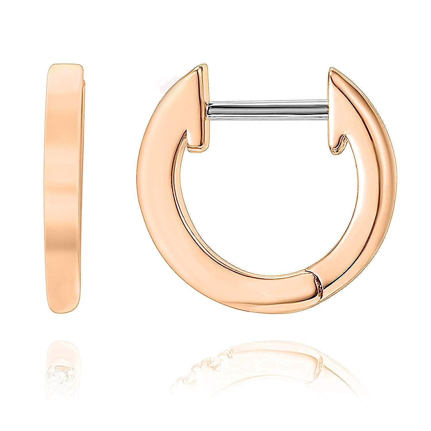 PAVOI 14K Gold Plated Cuff Earrings Huggie Stud | Small Hoop Earrings for Women | Amazon (US)