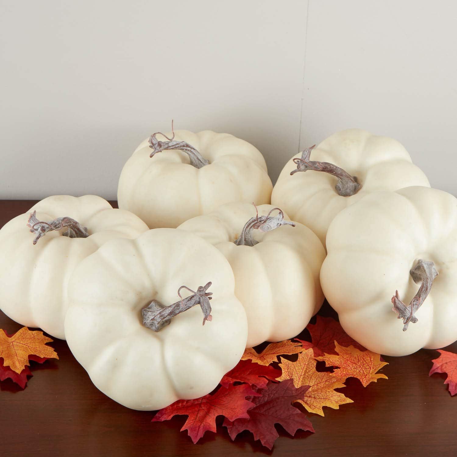 Factory Direct Craft Package of 6 Artificial Harvest White Faux Pumpkins for Halloween, Fall and ... | Amazon (US)