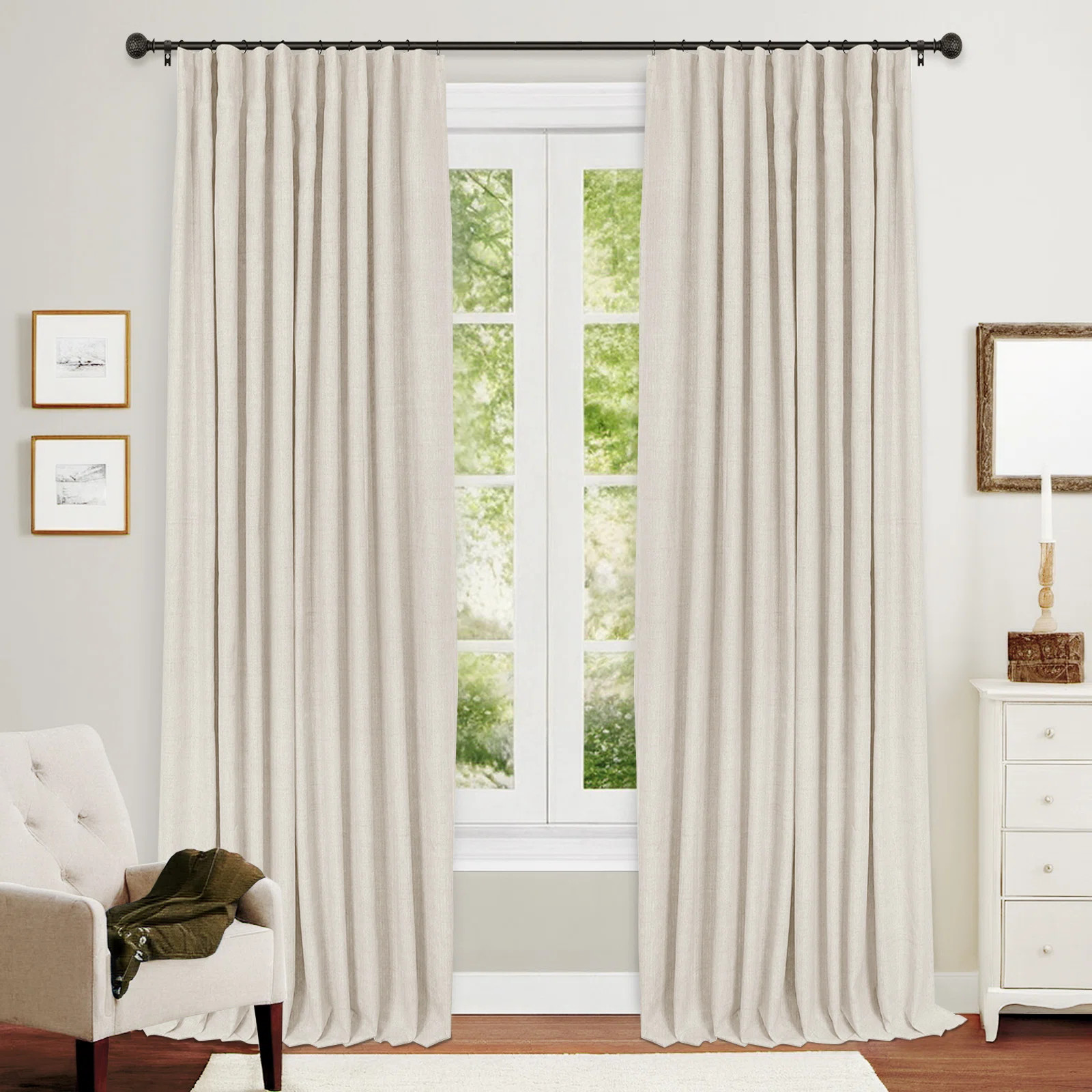 Latitude Run® 100% Blackout Curtains Linen Textured Solid Thermal Insulated Curtains & Drapes Fo... | Wayfair North America