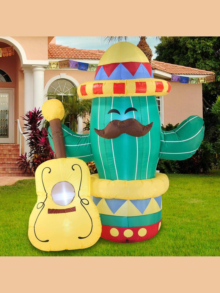 Joiedomi Cinco De Mayo 6 FT Fiesta Cactus Guitar with Built-in LEDs Blow Up Inflatable | SHEIN