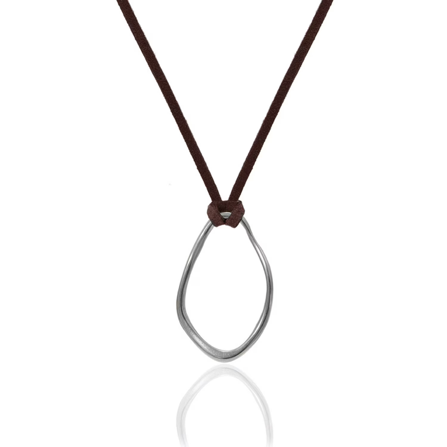 Silver Orb Necklace - Dark Brown Cord | Wolf & Badger