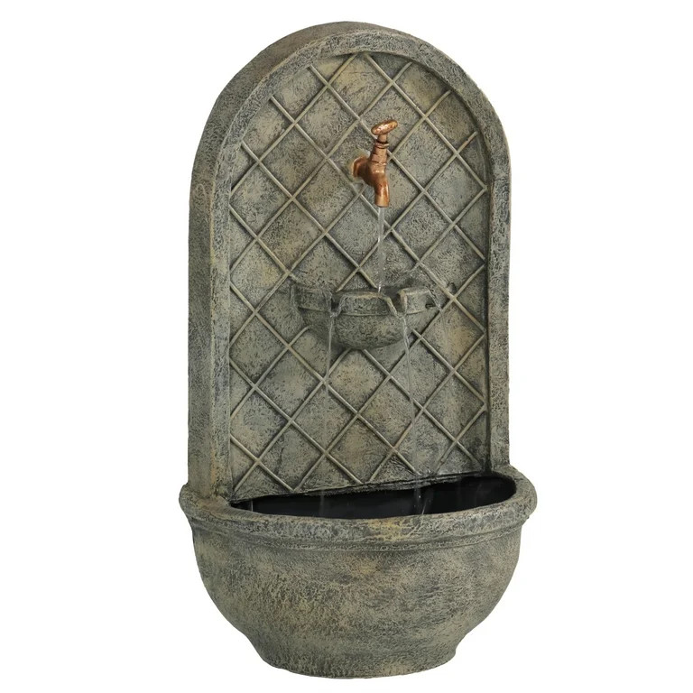 Sunnydaze Messina Polystone Outdoor Wall Fountain, French Limestone Finish | Walmart (US)