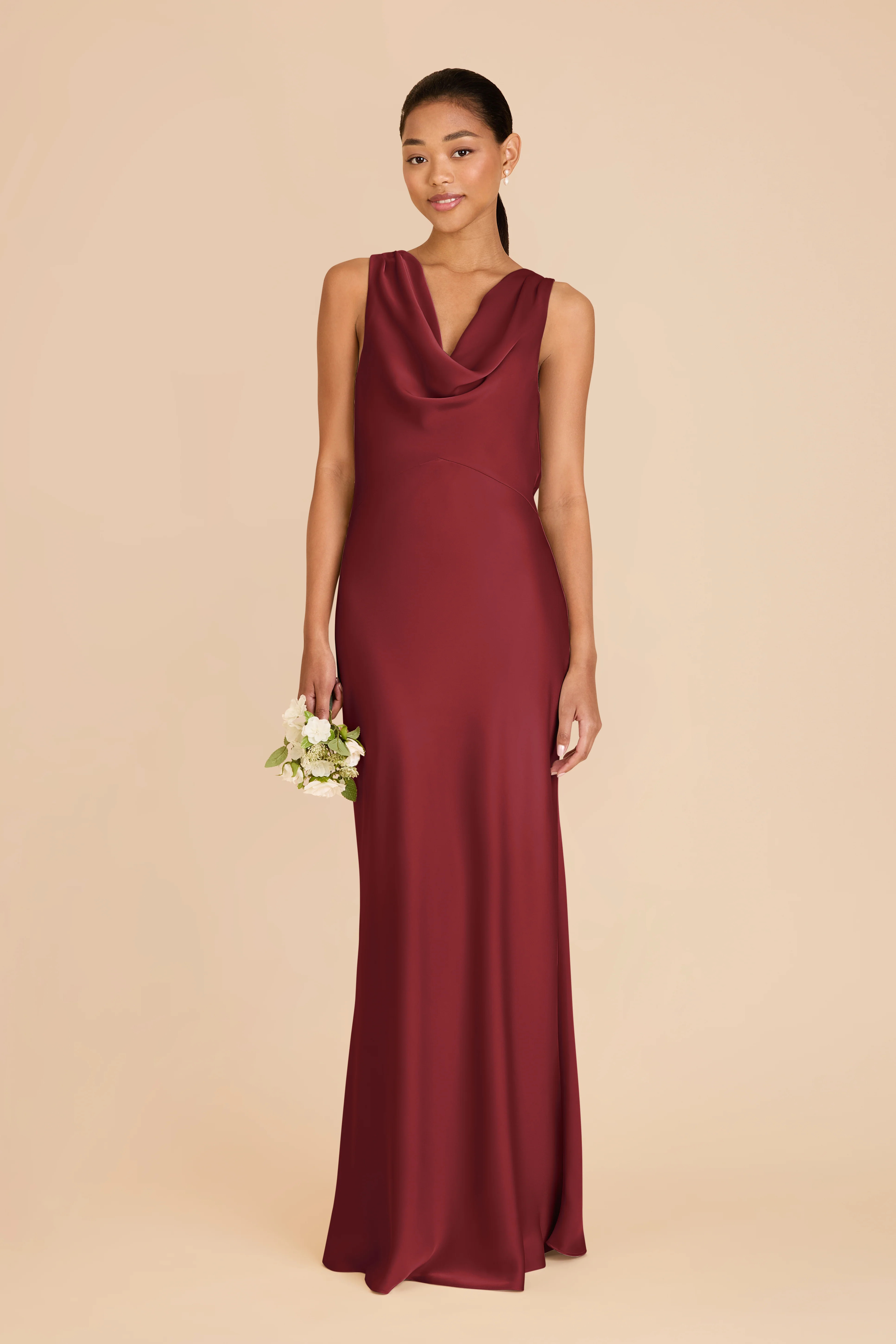 Burgundy Bridesmaid Dress Matte Satin Size XS Birdy Grey Bonnie | Birdy Grey