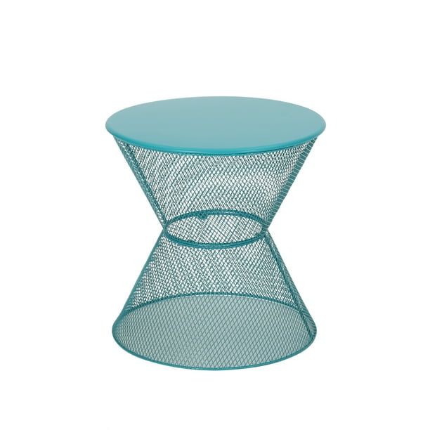 Tristian Modern Outdoor Iron Side Table, Matte Teal - Walmart.com | Walmart (US)