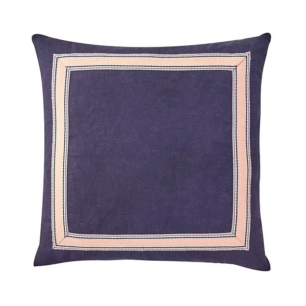 Navy & Peach Trim Pillow | Caitlin Wilson Design