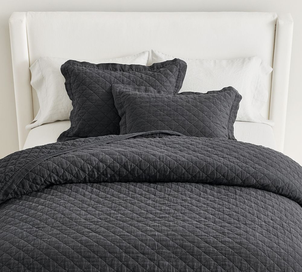 Belgian Flax Linen Diamond Quilt | Pottery Barn (US)