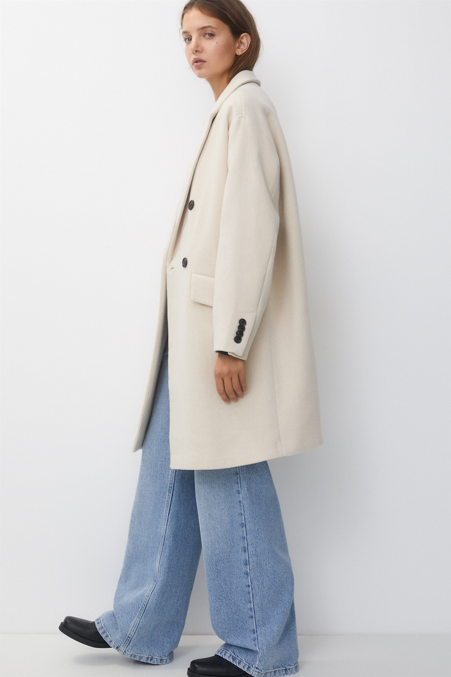 Oversize cloth coat | PULL and BEAR UK