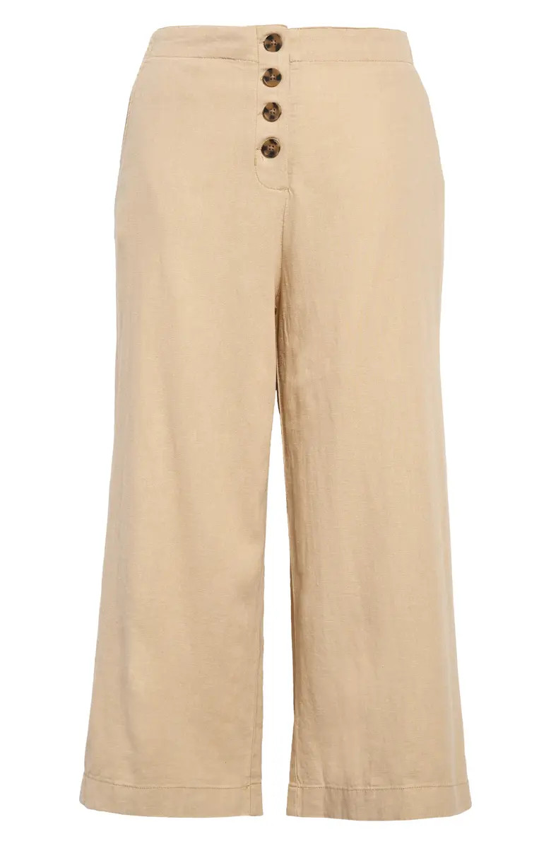 Button Front Linen Blend Pants | Nordstrom