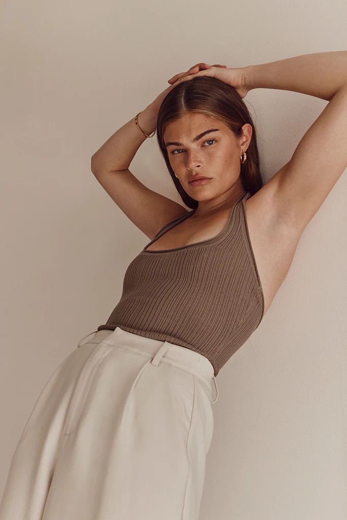 EDDISON MOSS KNIT HALTER TOP | DISSH