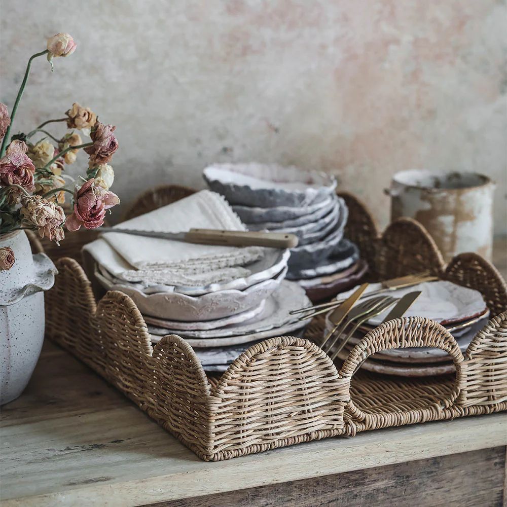 Sanders Scalloped Rattan Tray | Roan Iris