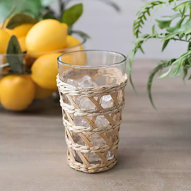 Seagrass Overlay Highball Glasses, Set of 4 | Kirkland's Home