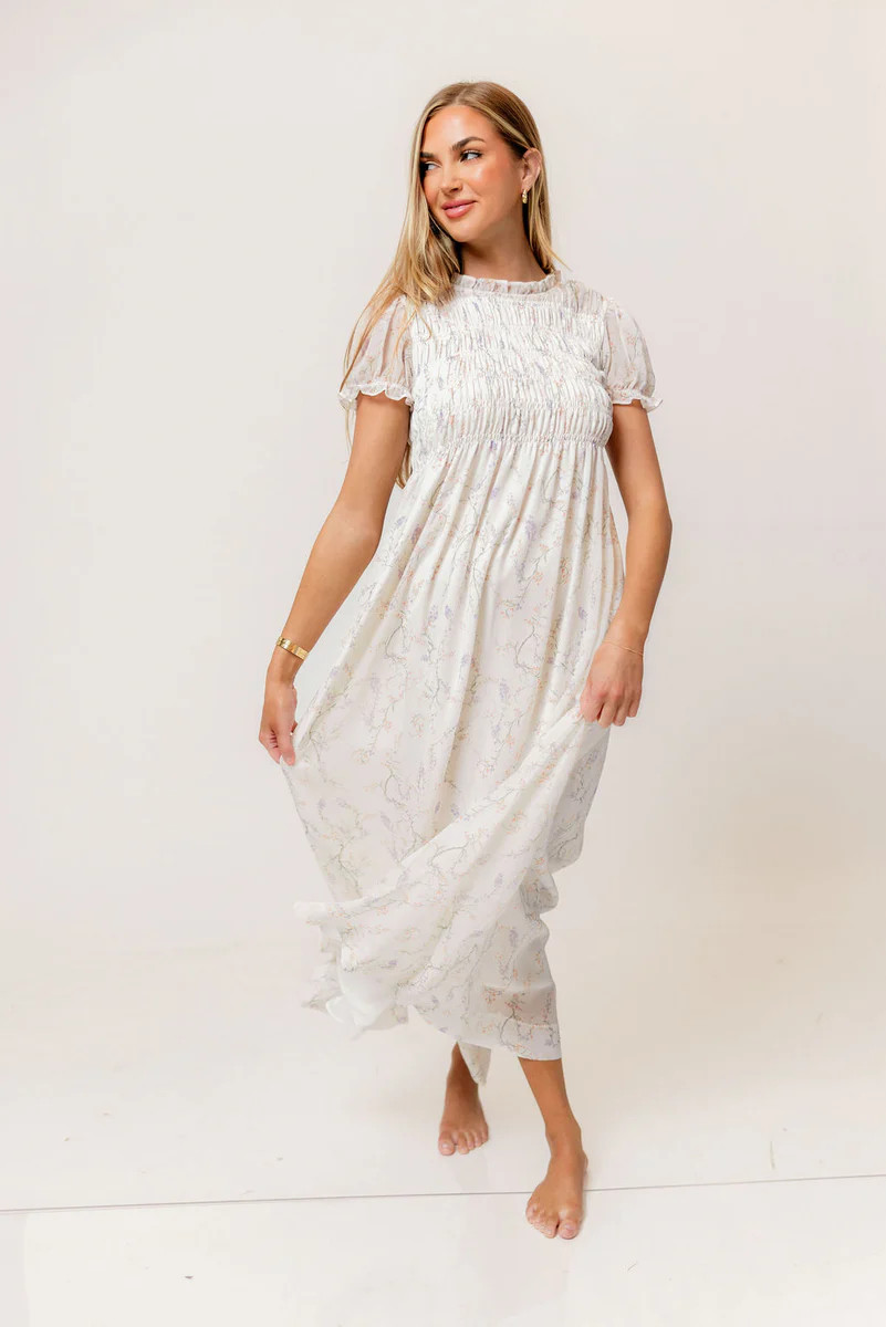 Hearthstone Maxi Dress in Ivory/Lilac - Bump Friendly *2/6 PRE-ORDER* | Worth Collective