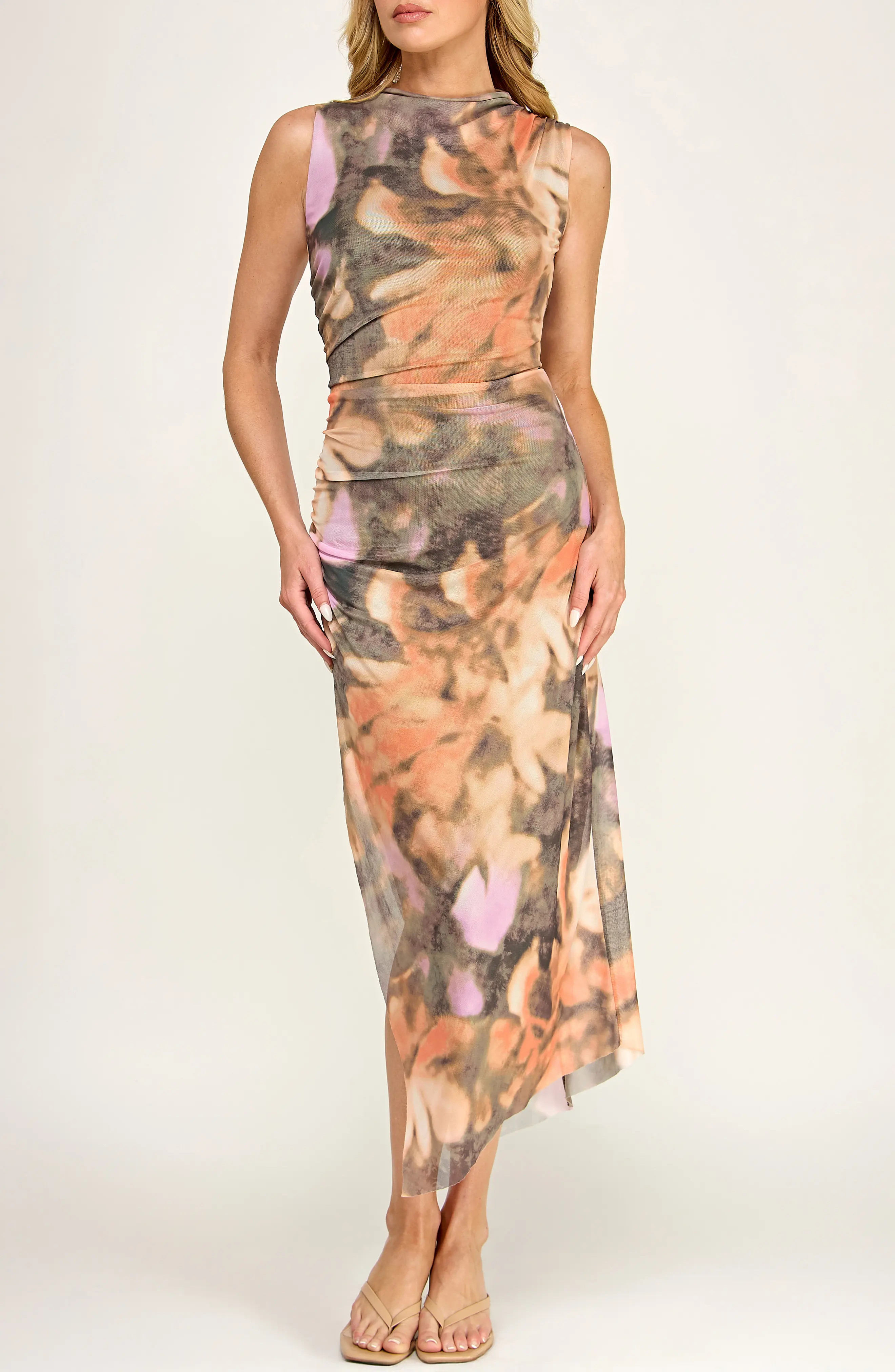 Floral Shirred Mesh Dress (Women) | Nordstrom | Nordstrom